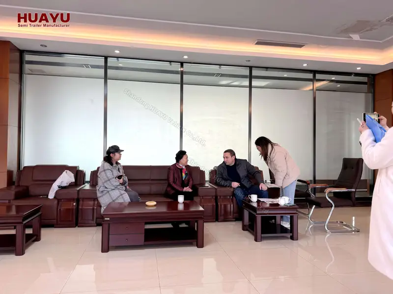 Uzbekistan customer visiting HUAYU semi trailer factory